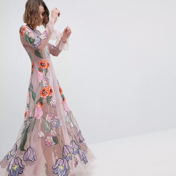 ISO ASOS EDITION Embroidered Floral Maxi Dress - Picture 3 of 7